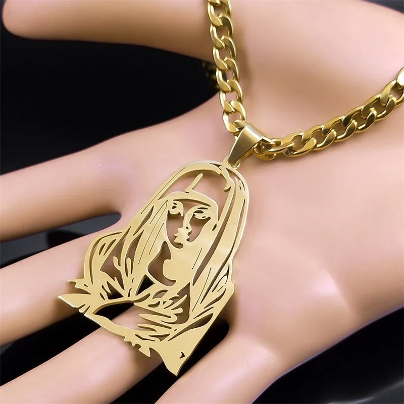 Colar com Pingente Nossa Senhora em Aço Inoxidável - A Proteção de Nossa Senhora em um Acessório Que Inspira!