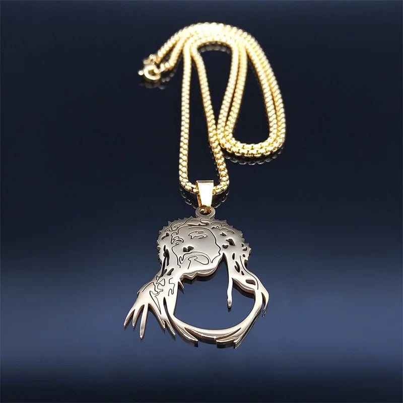 Colar com Pingente Rosto de Jesus com Coroa de Espinhos em Aço Inoxidável - A Fé Que Inspira, o Estilo Que Marca!