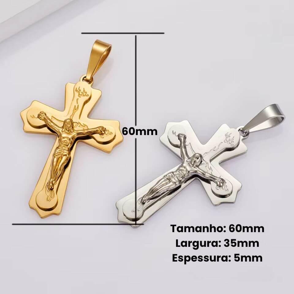 Pingente Cruz Vintage Masculino 35mm em Aço Inoxidável 316L – Sua Fé, Seu Símbolo!