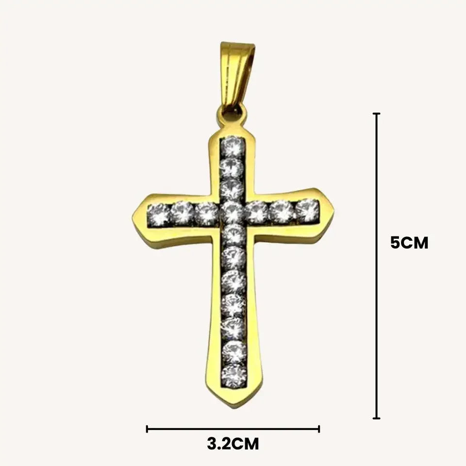 Pingente Cruz Budded em Aço Inoxidável com Zircônias - Brilho Da Espiritualidade!